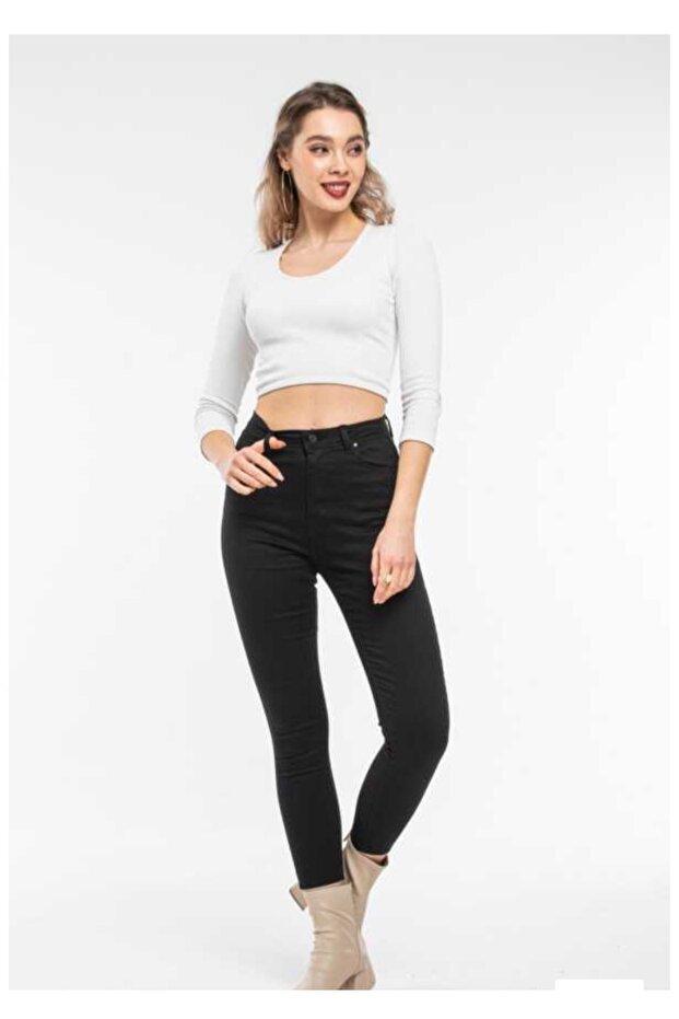 Women's High Waist Slim Fit Basic Jeans