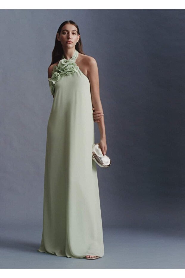 Sırtı açık halter elbise - 5