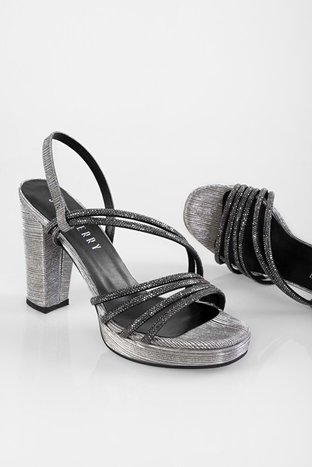 Női Malia Platinum Glitter Platform sarkú cipő - 5