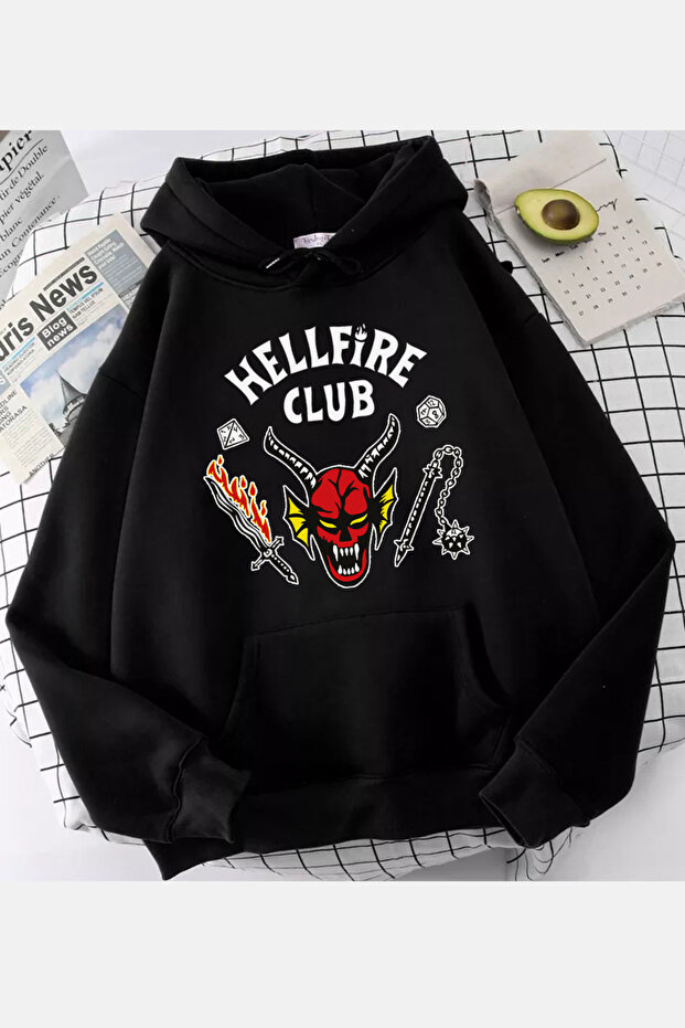 Hellfire Club Stranger Things Kapşonlu Sweatshirt - 1
