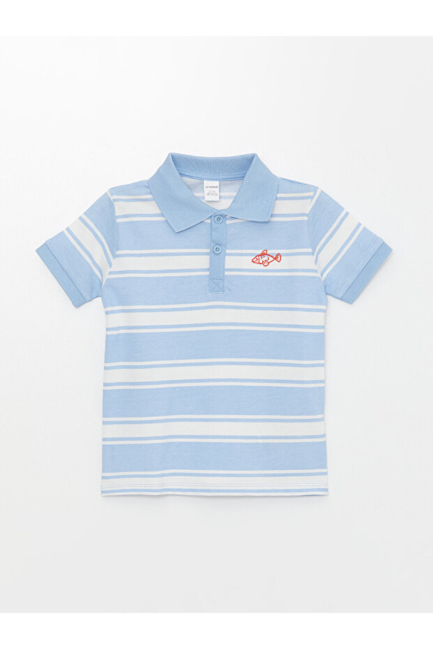 Polo Neck Short Sleeve Striped Baby Boy T-Shirt