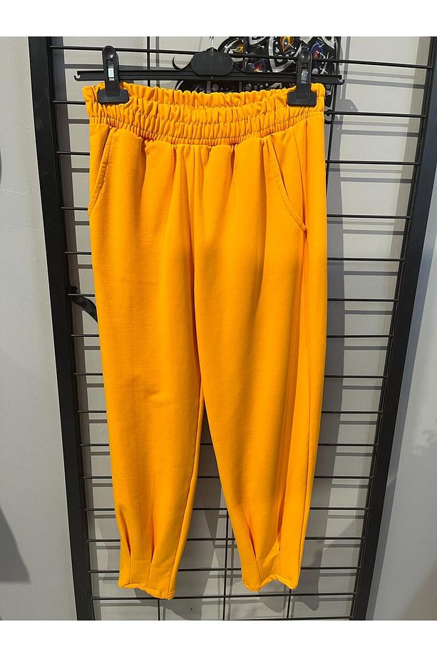 Hardal Modal Kumaş Paçası Büzgülü Eşofman Pantolon - 1
