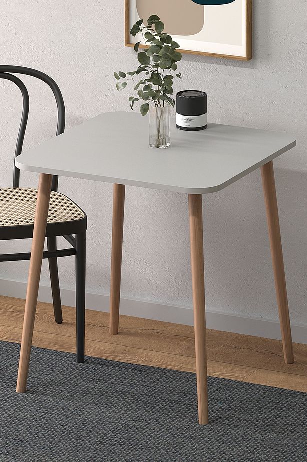 Kare 70×70 Ağaç Ayaklı Masa Mutfak Masası Çalışma Masası Bilgisayar Masası - 2