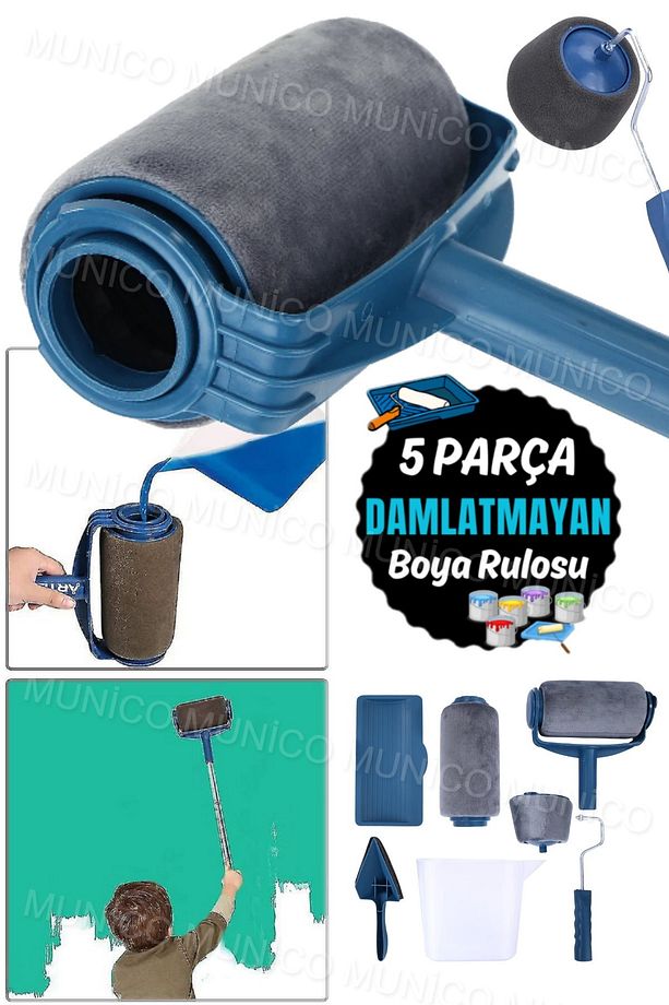 Oda Duvar Boyama Kolay Kullanım Masrafsız Boya Rulo Doldurulabilir Boya Amatörler İçin Rulosu Seti - 9