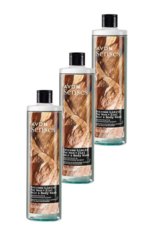 Senses Extreme Limits - 500 MlMen's Shower Gel, Grapefruit and Sandal Scented, for Hair and Body