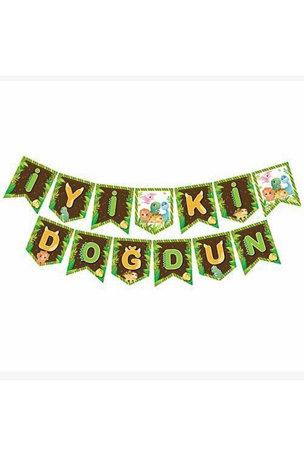 DİNOZOR KONSEPT DOĞUM GÜNÜ DİNOZOR BALON ZİNCİRİ FOLYO BALON VE DİNOZOR BANNER TREX - 3