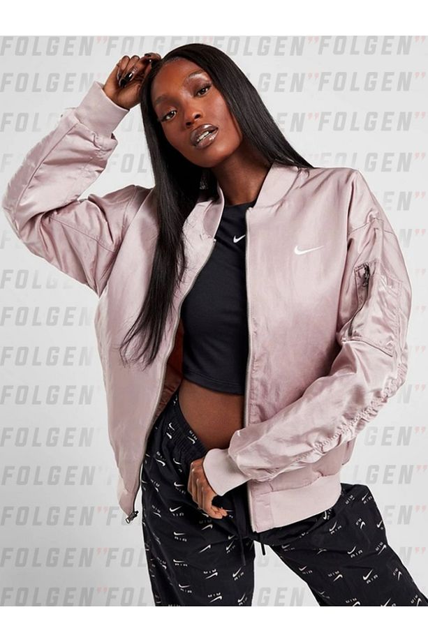 Varsity Reversible Bomber Jacket in Taupe Kadın Pembe Spor Ceket - 7