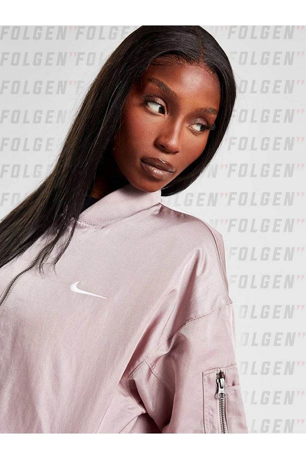 Varsity Reversible Bomber Jacket in Taupe Kadın Pembe Spor Ceket - 3