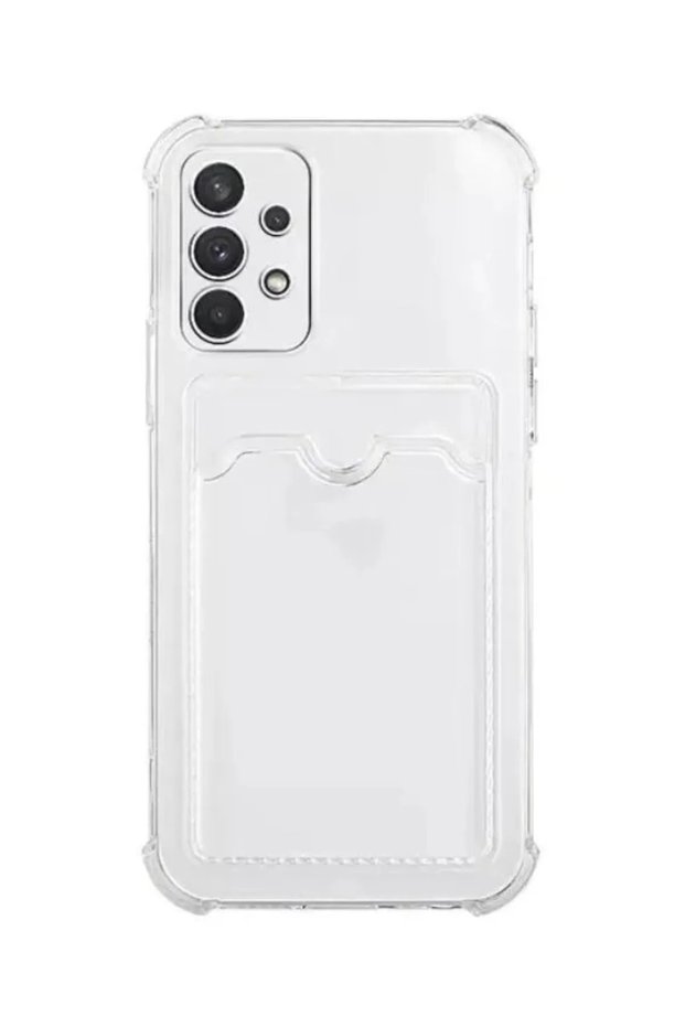 Galaxy A32 Camera Corner Protected Shock Absorbing Silicone Transparent Card Holder Phone Case Cover