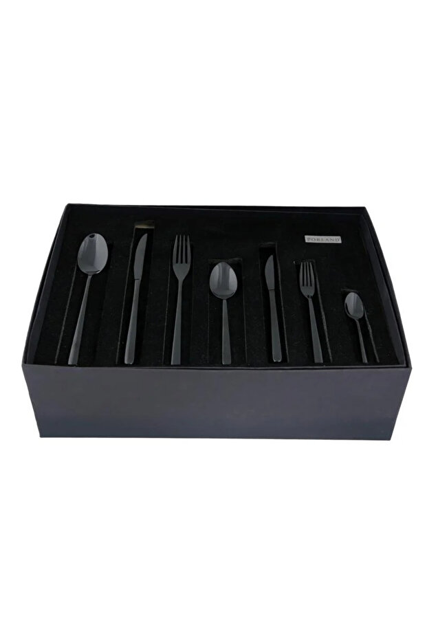 Roxen Black Fork Spoon Knife Set 84 Pieces for 12 People