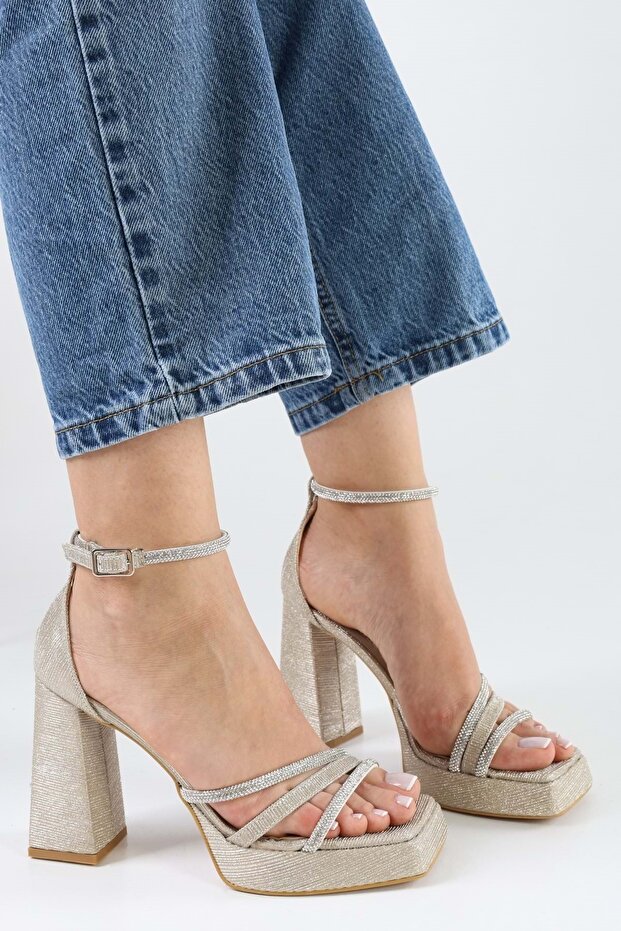 Women's Dian Gold Glitter Platform Heeled Shoes