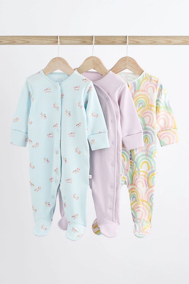 %100 Organik Pamuk  Unicorn Desenli 3’lü Uyku Tulumu Set ALY00999 - 3
