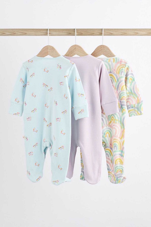 %100 Organik Pamuk  Unicorn Desenli 3’lü Uyku Tulumu Set ALY00999 - 4