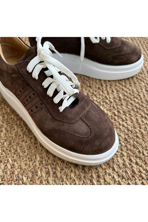 Hakiki Süet Deri Yüksek Tabanlı Sneaker - 6