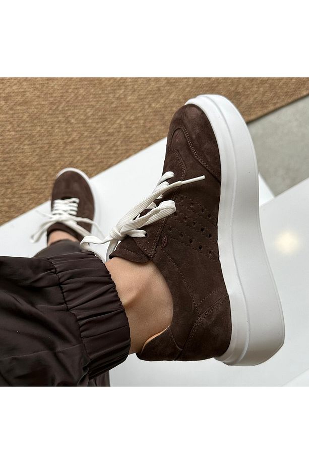 Hakiki Süet Deri Yüksek Tabanlı Sneaker - 2