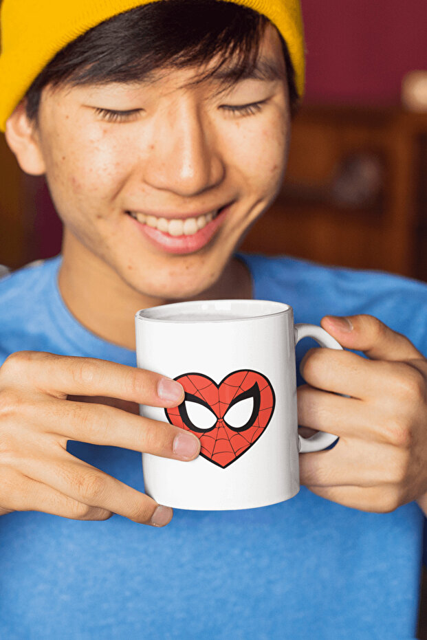 Hello Kitty ve Spiderman Kalp Sevgili/Çift/Arkadaş 2'li Kupa Bardak Seti - 4