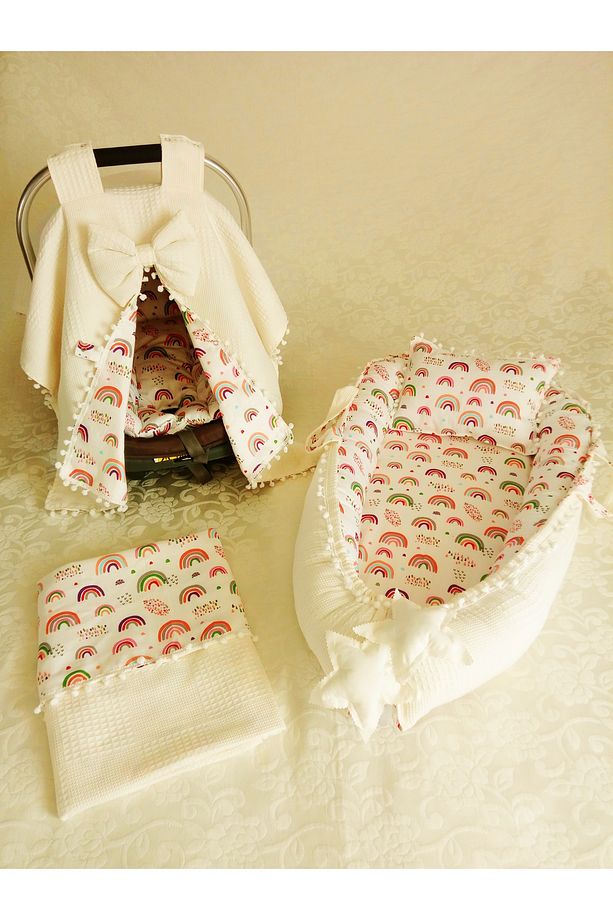 Çift taraflı Puset Örtüsü Puset  Minderi battaniye babynest ve yastık - 1