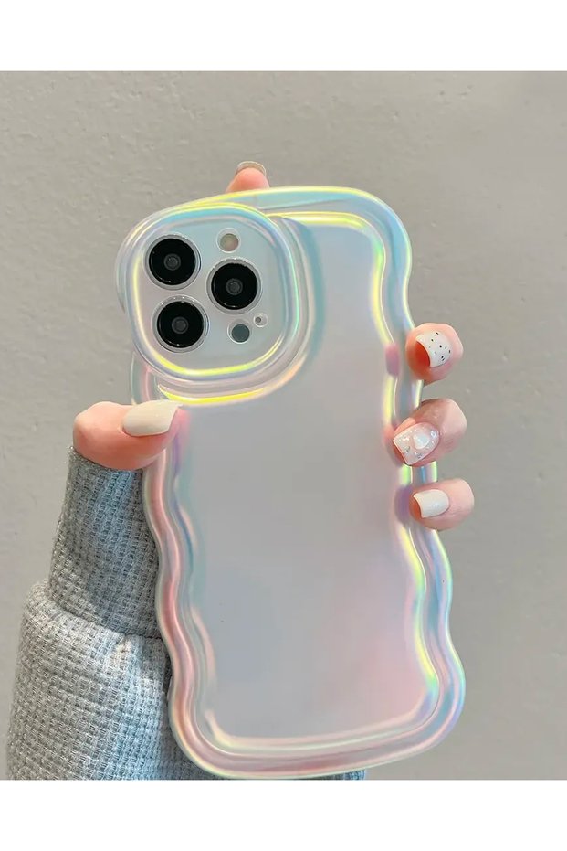 iPhone 12 Pro Max Puff Sky Gradient Hologram Silicone Case (Zig-Zag Model on the Outer Edge)