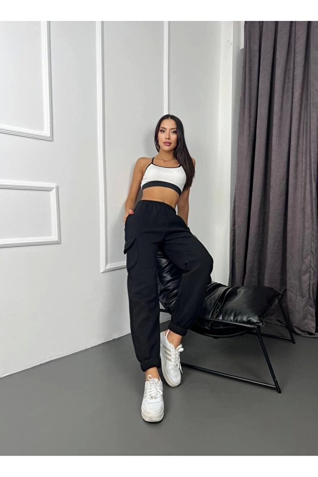 HIGH WAIST ELASTIC CAMP CARGO POCKET TRACK POTENTS