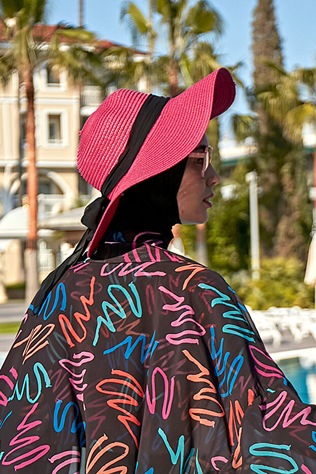 Ribbon Detailed Straw Hat Fuchsia Rş-73