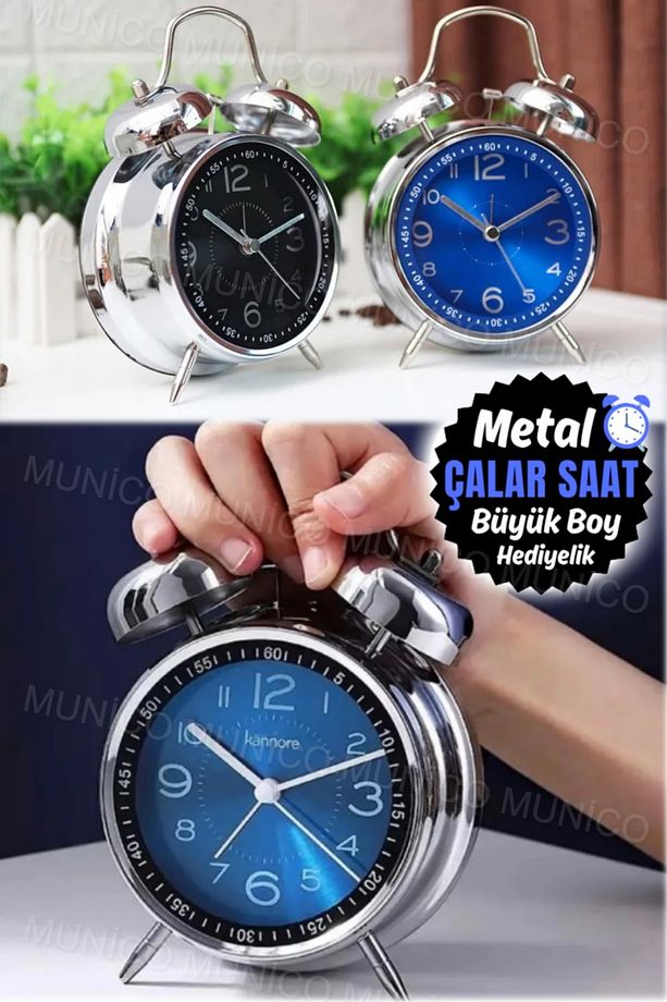 Retro Metal Masa Başı İş Adamlar Ve Terfi İçin Hediyelik Business Çalar Saat Alarmlı Yatak Başı Şık - 8