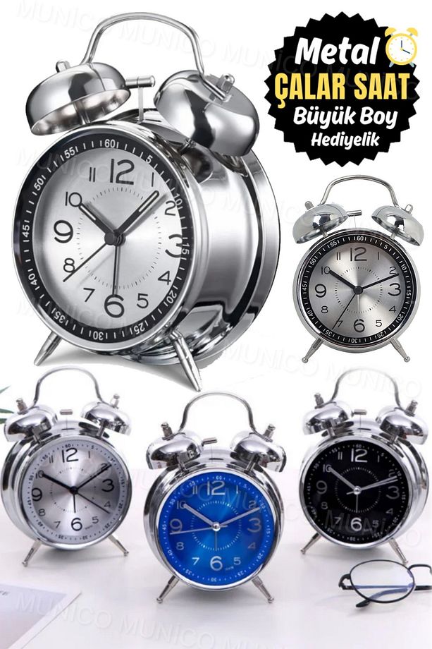 Retro Metal Masa Başı İş Adamlar Ve Terfi İçin Hediyelik Business Çalar Saat Alarmlı Yatak Başı Şık - 8