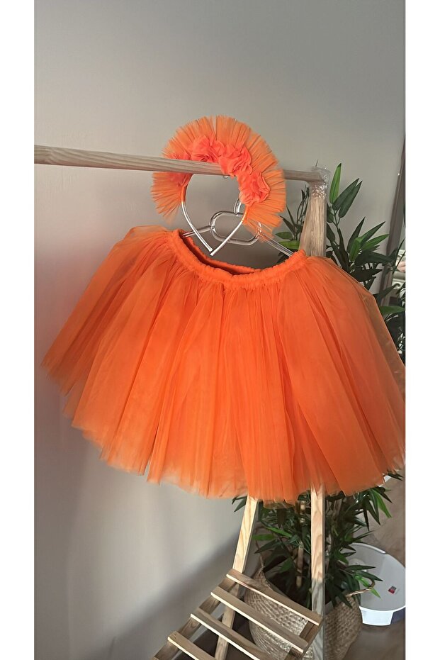 Summer Orange Color Girl's Tutu Skirt