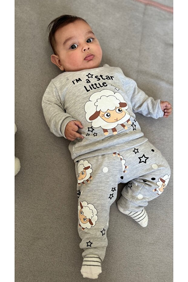 Lamb Embossed Printed Baby Double Set