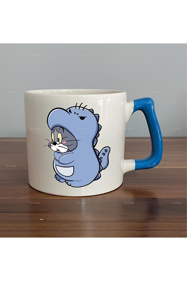 Tom ve Jerry Baskılı Çift 2'li Lüks Kupa Bardak - 3