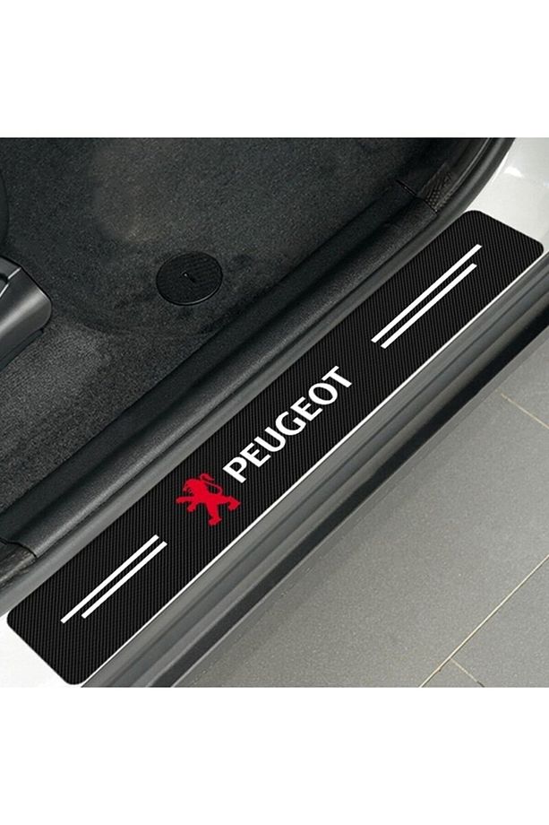 Peugeot Logolu Karbon Kapı Eşiği Koruyucu Bant Folyo 4'lü Set - 3