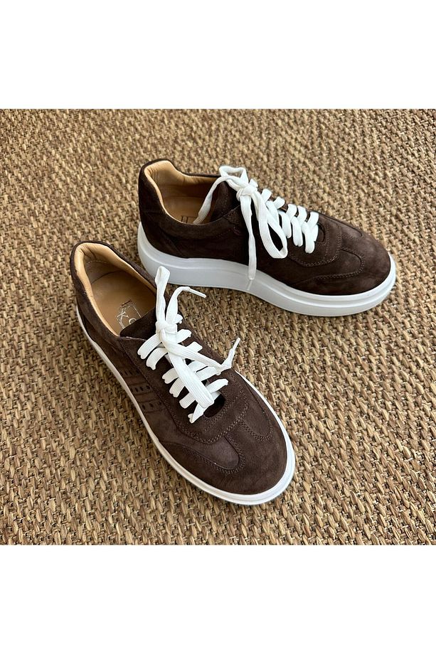 Hakiki Süet Deri Yüksek Tabanlı Sneaker - 5
