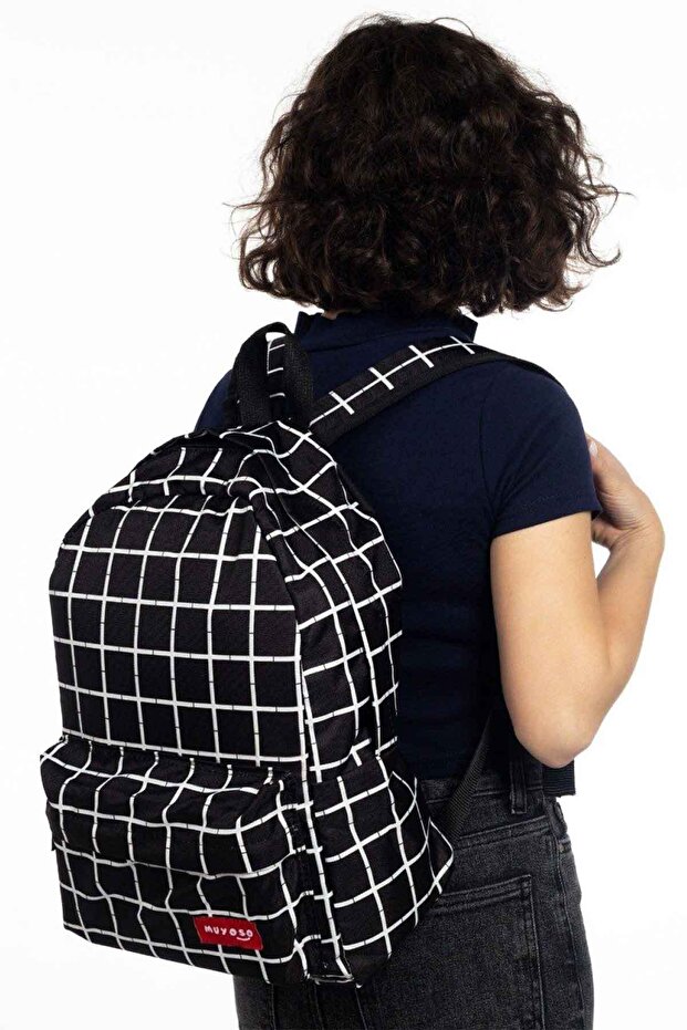 Black Checkered Backpack - 1