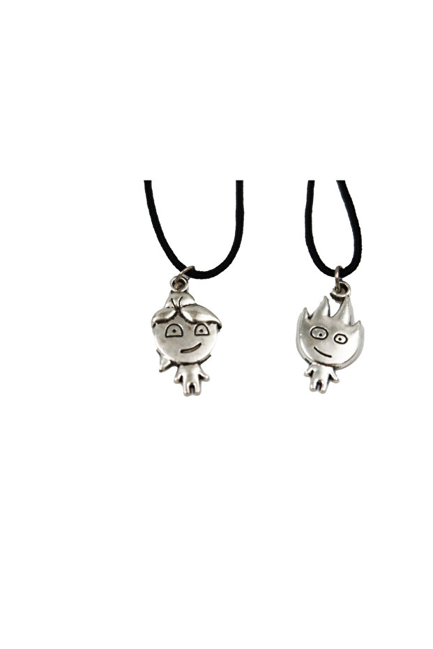 Mini Ateş ve Su Çelik Kolye 2'li - 1