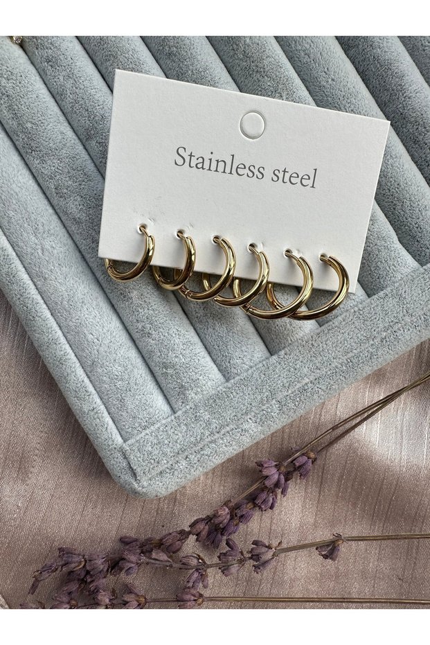 Set of 6 Hoop Earrings (316L Stainless Steel)