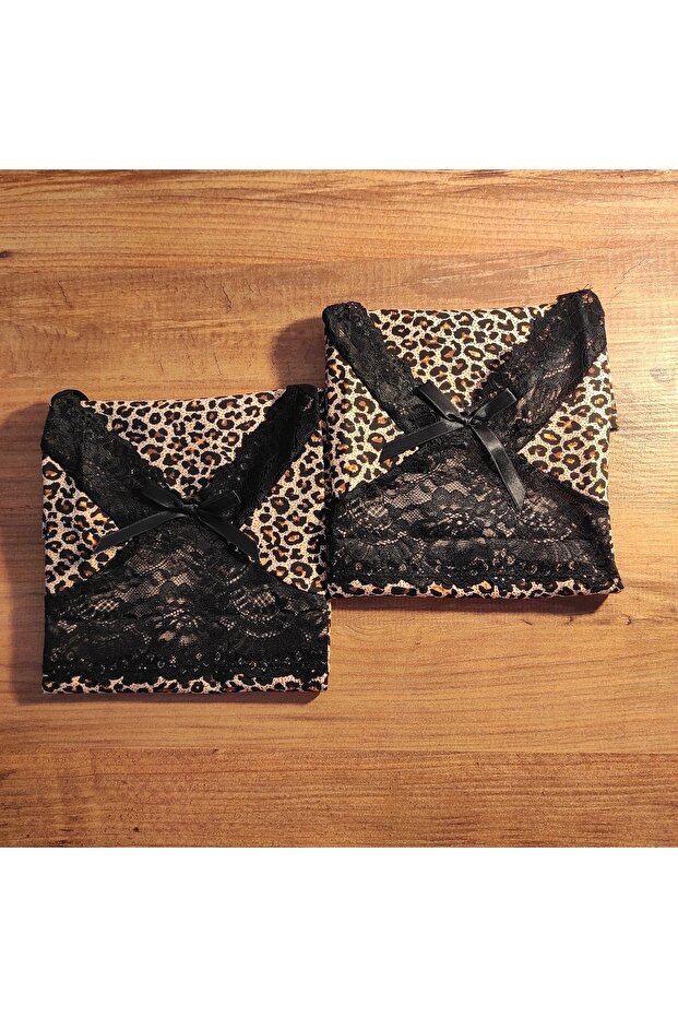 عبوة من قطعتين من رياضي بطبعة جلد الفهد - 1