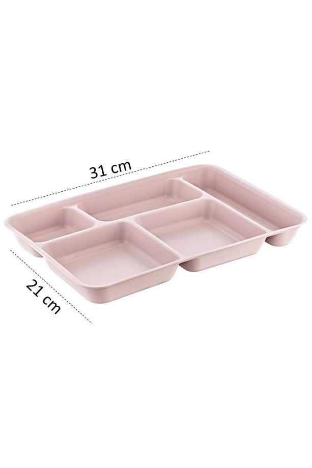 Tabldot 5 Bölmeli Lüks Plastik Piknik Yemek Servis Tabağı 1 Adet Gri Tablot 21x31x3,3(h) cm - 3