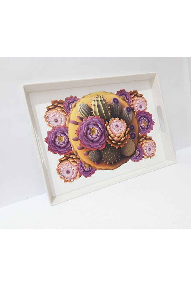Çay Tepsi Dikdörtgen Desenli Plastik Çay Tepsisi 38x28x3.5 CM - 6