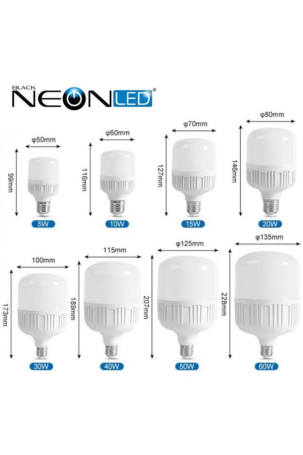 TAPLED 60W Torch Büyük Ampül 5 Adet Ultra Güçlü  Tasarruflu Led Işık  4500lm 6500K Beyaz Işık  E27 - 6