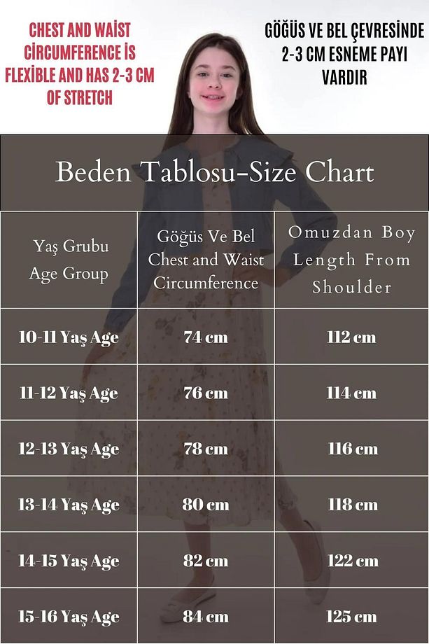 Kız Çocuk Kot Bolerolu Astarlı Şifon Uzun Çiçekli Elbise - 2