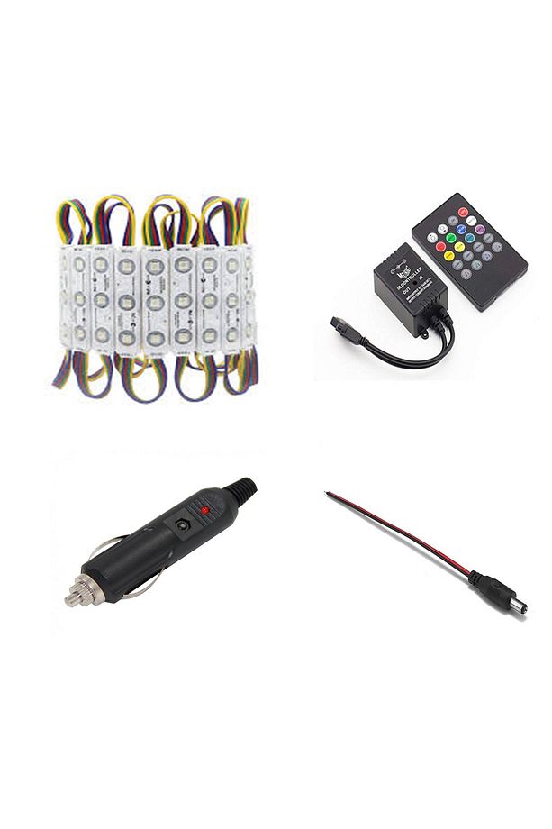5 ADET OTOMOBİL MOTOR TEKNE  12 V SESE DUYARLI RGB MODÜL LED ÇAKMAKLIK BAĞLANTILI - 1