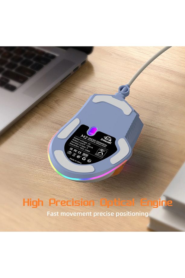 M2 Kablolu Espor Oyuncu Mouse RGB 12800 DPI Ledli Gaming Mouse Software 9 Makro Sensor - 8
