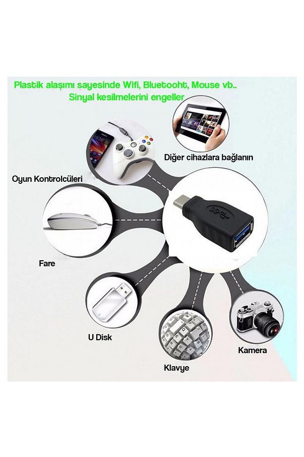 Type-C Hub to USB 3.0 OTG USB Dönüştürücü Plastik - 4