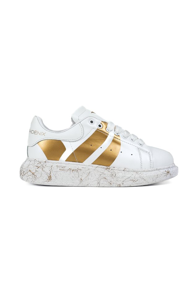 OLD LONDON White Gold Patterned Unisex Sneakers Sports Shoes