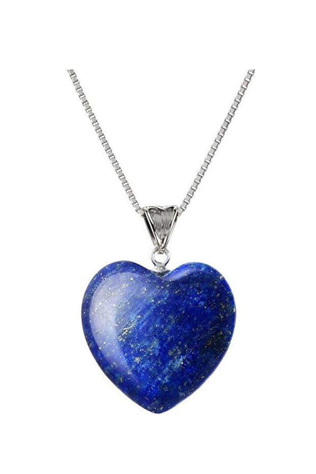 Lapis Heart Real Natural Stone Necklace