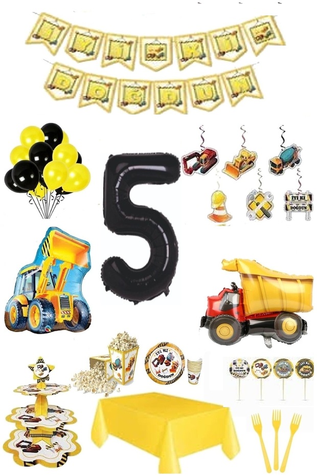 Set de aniversare gata - Tematică de construcție - 1