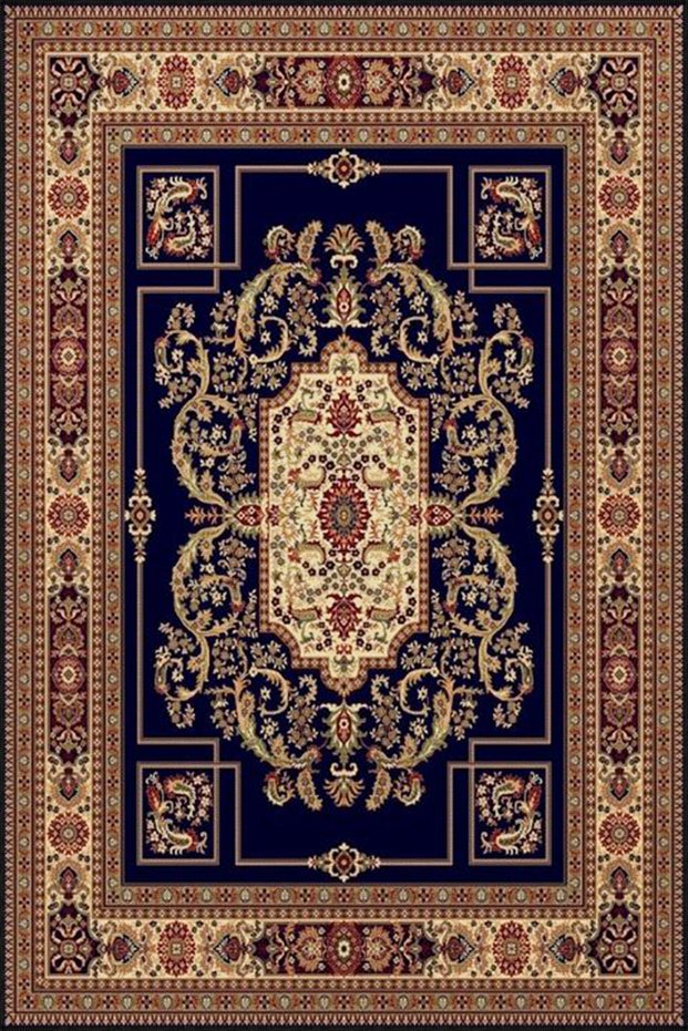 Creative Geometric Yellow Navy Blue Tone Decorative Carpet Miravip197