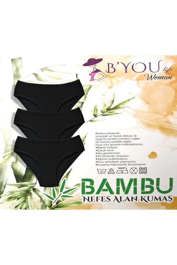 Women's bamboo panties black 3-pack