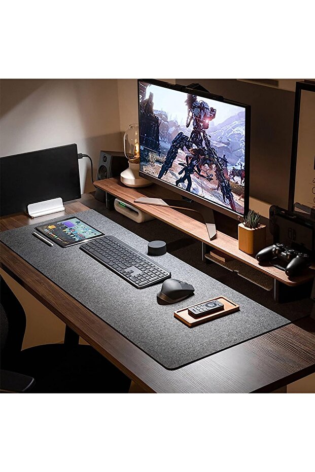 Study Desk Organizer Felt Computer Mouse Pad Table Top Organizer Mat 100x44 cm - 1