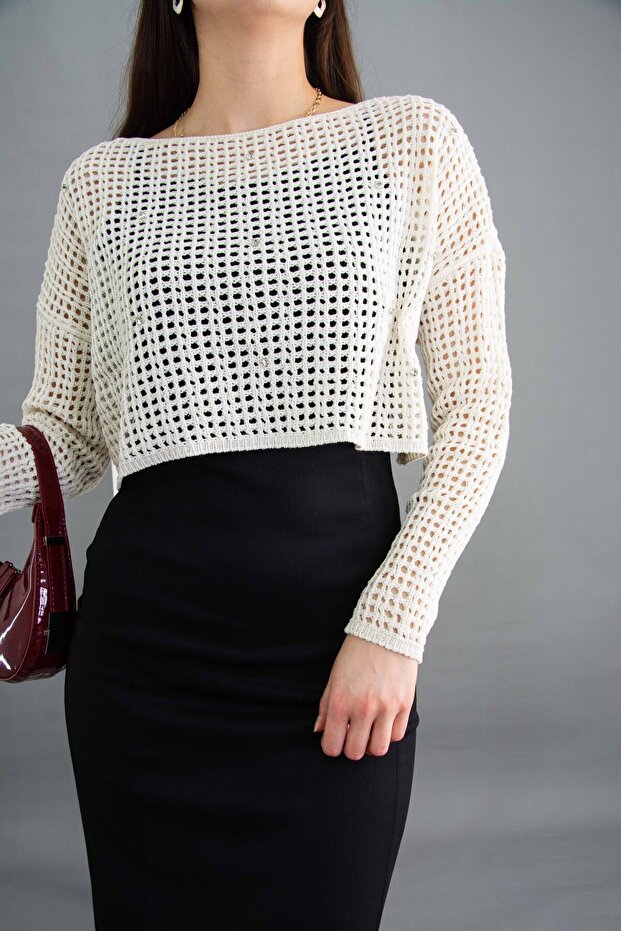 Delikli Crop Bluz - 2