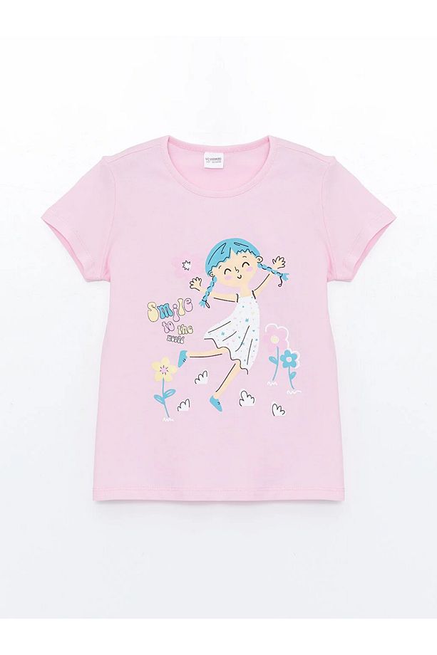 LCW DREAM Bisiklet Yaka Baskılı Kısa Kollu Kız Çocuk Pijama Takımı - 2